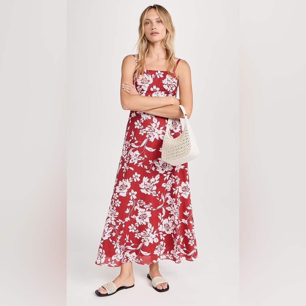 Madewell Square Neck Red Floral Tank Dress - Picture 2 of 7